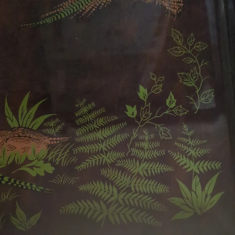 Elegant Brown Tray with Pheasant Bird Design Mid-century Modern MCM Vintage